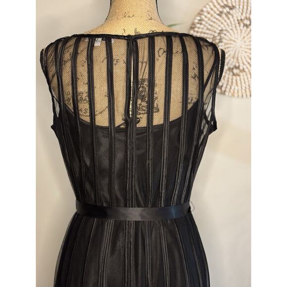 Sandra Darren Vintage Style Black Tulle Overlay Tea Length Cocktail Dress Size 8 - Picture 5 of 8
